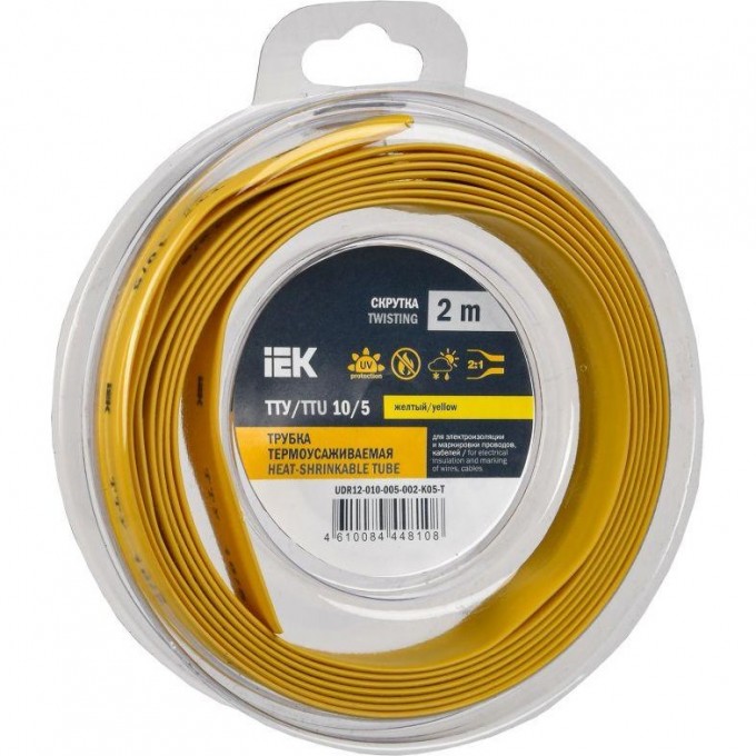Трубка термоусадочная IEK ТТУ нг-LS 10/5 желт. (уп.2м) UDR12-010-005-002-K05-T Трубка термоусадочная IEK ТТУ нг-LS 10/5 желт. (уп.2м) UDR12-010-005-002-K05-T