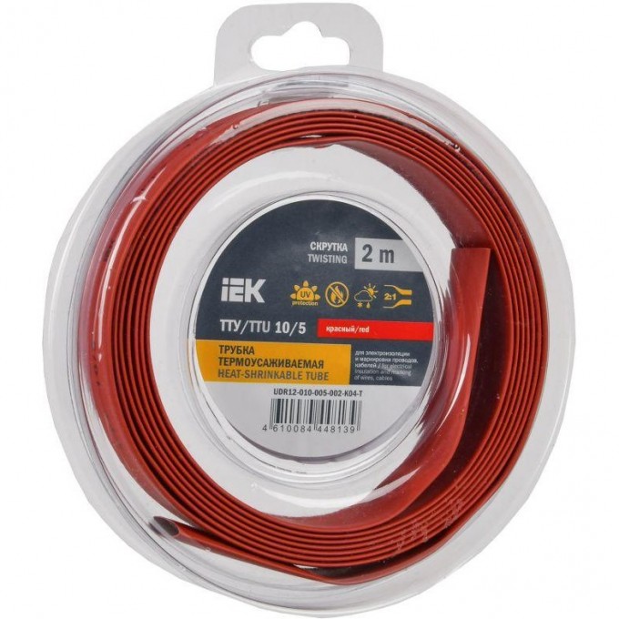 Трубка термоусадочная IEK ТТУ нг-LS 10/5 красн. (уп.2м) UDR12-010-005-002-K04-T Трубка термоусадочная IEK ТТУ нг-LS 10/5 красн. (уп.2м) UDR12-010-005-002-K04-T