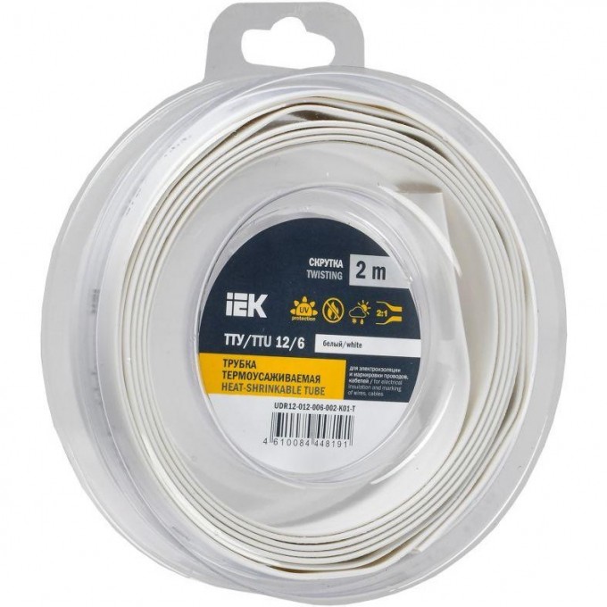 Трубка термоусадочная IEK ТТУ нг-LS 12/6 бел. (уп.2м) UDR12-012-006-002-K01-T Трубка термоусадочная IEK ТТУ нг-LS 12/6 бел. (уп.2м) UDR12-012-006-002-K01-T