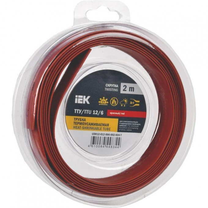 Трубка термоусадочная IEK ТТУ нг-LS 12/6 красн. (уп.2м) UDR12-012-006-002-K04-T Трубка термоусадочная IEK ТТУ нг-LS 12/6 красн. (уп.2м) UDR12-012-006-002-K04-T