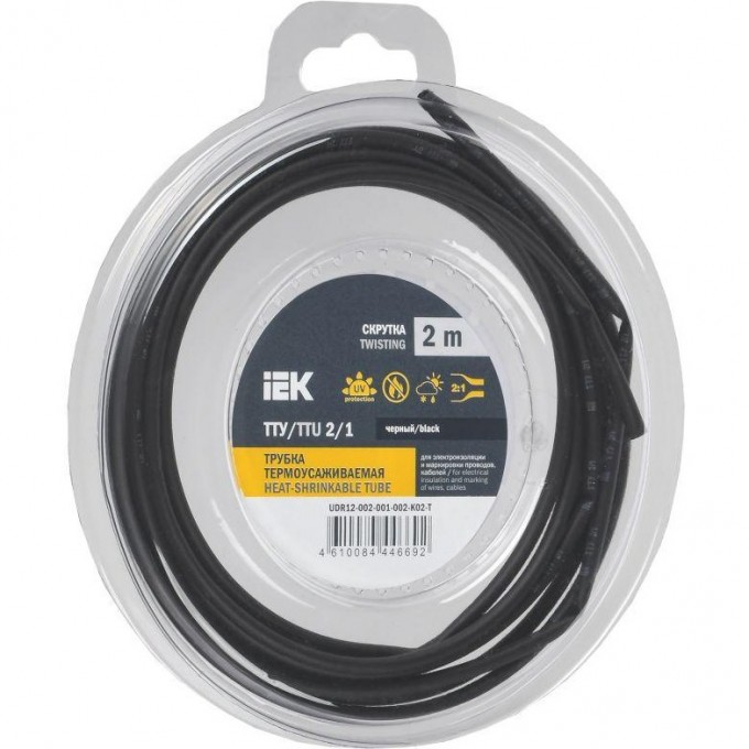 Трубка термоусадочная IEK ТТУ нг-LS 2/1 черн. (уп.2м) UDR12-002-001-002-K02-T Трубка термоусадочная IEK ТТУ нг-LS 2/1 черн. (уп.2м) UDR12-002-001-002-K02-T