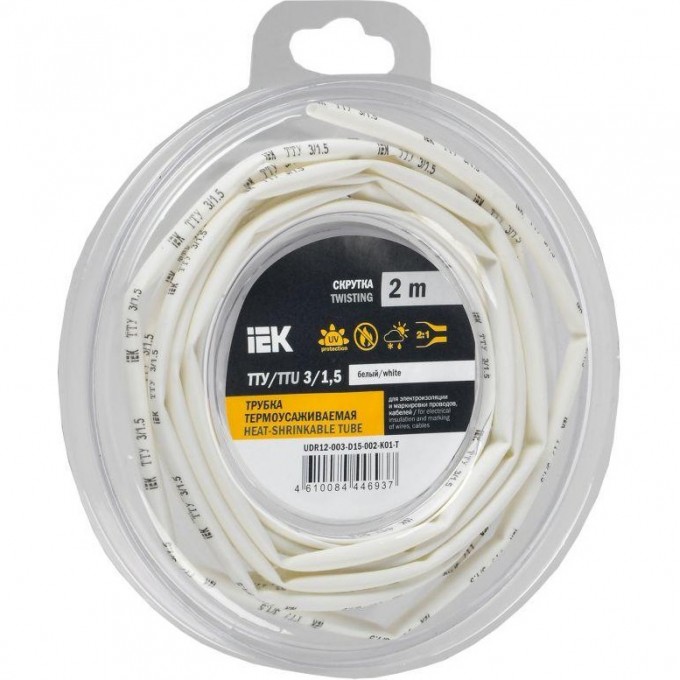 Трубка термоусадочная IEK ТТУ нг-LS 3/1.5 бел. (уп.2м) UDR12-003-D15-002-K01-T Трубка термоусадочная IEK ТТУ нг-LS 3/1.5 бел. (уп.2м) UDR12-003-D15-002-K01-T