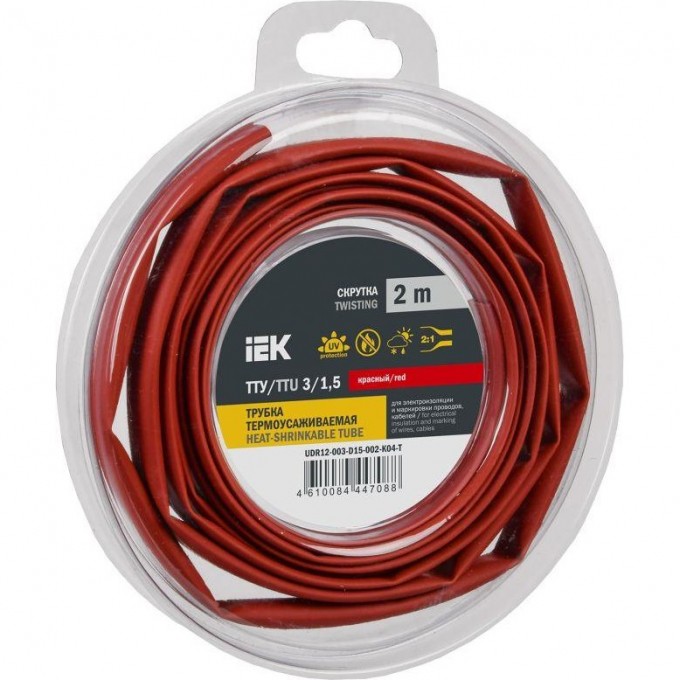 Трубка термоусадочная IEK ТТУ нг-LS 3/1.5 красн. (уп.2м) UDR12-003-D15-002-K04-T Трубка термоусадочная IEK ТТУ нг-LS 3/1.5 красн. (уп.2м) UDR12-003-D15-002-K04-T