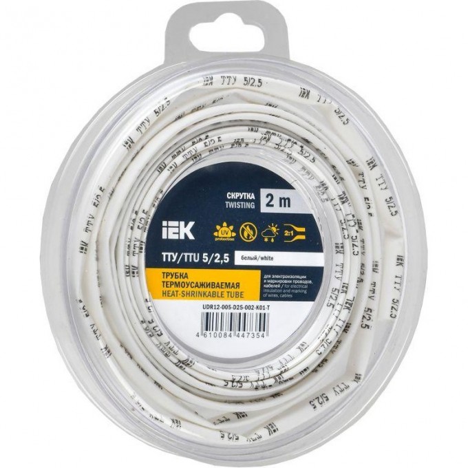 Трубка термоусадочная IEK ТТУ нг-LS 5/2.5 бел. (уп.2м) UDR12-005-D25-002-K01-T Трубка термоусадочная IEK ТТУ нг-LS 5/2.5 бел. (уп.2м) UDR12-005-D25-002-K01-T