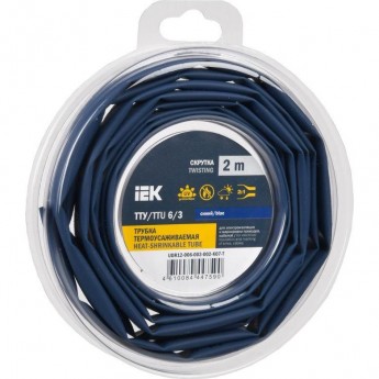 Трубка термоусадочная IEK ТТУ нг-LS 6/3 син. (уп.2м) UDR12-006-003-002-K07-T