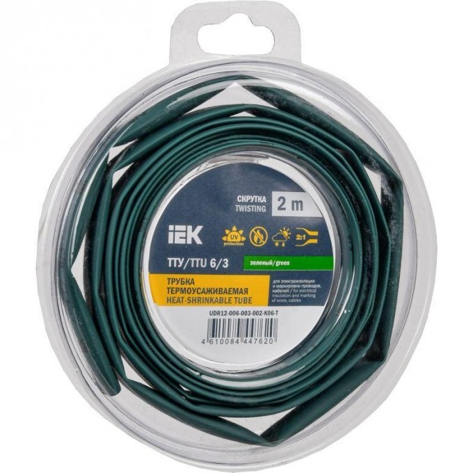 Трубка термоусадочная IEK ТТУ нг-LS 6/3 зел. (уп.2м) UDR12-006-003-002-K06-T Трубка термоусадочная IEK ТТУ нг-LS 6/3 зел. (уп.2м) UDR12-006-003-002-K06-T