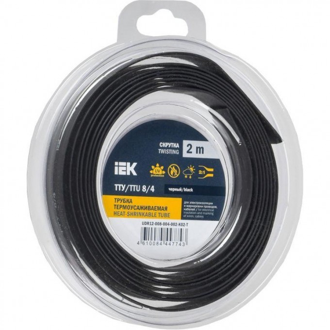 Трубка термоусадочная IEK ТТУ нг-LS 8/4 черн. (уп.2м) UDR12-008-004-002-K02-T Трубка термоусадочная IEK ТТУ нг-LS 8/4 черн. (уп.2м) UDR12-008-004-002-K02-T