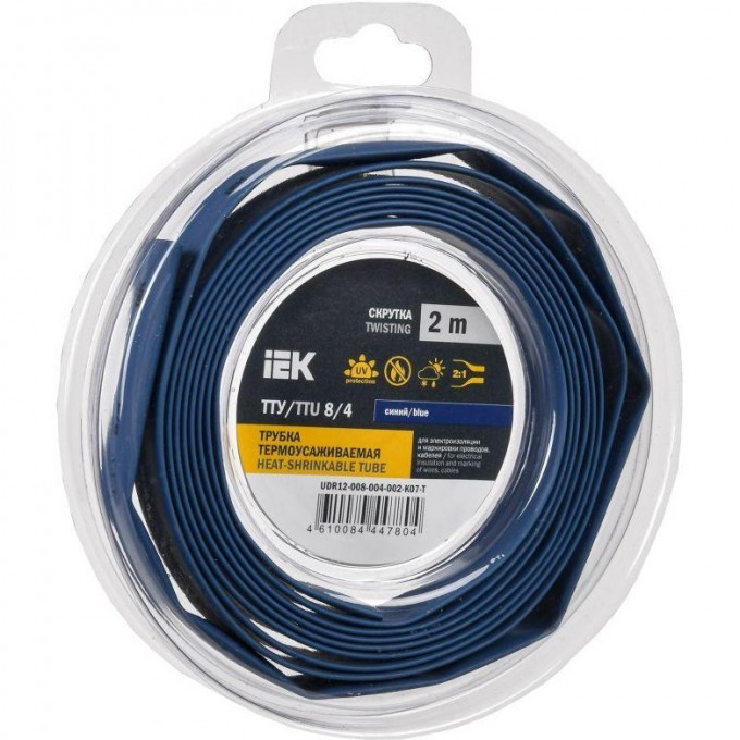 Трубка термоусадочная IEK ТТУ нг-LS 8/4 син. (уп.2м) U DR12-008-004-002-K07-T Трубка термоусадочная IEK ТТУ нг-LS 8/4 син. (уп.2м) U DR12-008-004-002-K07-T