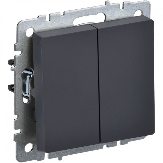 Выключатель 2-клавишный IEK BRITE 10А ВС10-2-0-БрГ графит BR-V20-0-10-K53 Выключатель 2-клавишный IEK BRITE 10А ВС10-2-0-БрГ графит BR-V20-0-10-K53