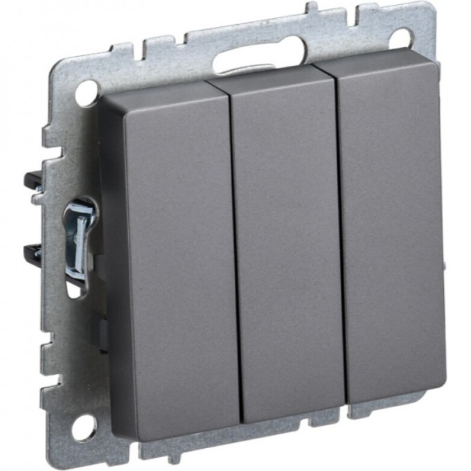 Выключатель 3-клавишный IEK BRITE 10А ВС10-3-0-БрС сталь - BR-V30-0-10-K46 Выключатель 3-клавишный IEK BRITE 10А ВС10-3-0-БрС сталь - BR-V30-0-10-K46
