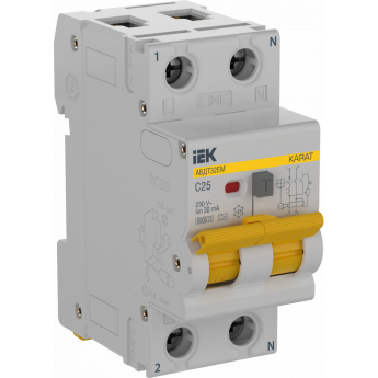 Выключатель автоматический дифференциального тока IEK KARAT KA-VD14-1-025-C-030-A C 25А 30мА тип A АВДТ32EM Выключатель автоматический дифференциального тока IEK KARAT KA-VD14-1-025-C-030-A C 25А 30мА тип A АВДТ32EM